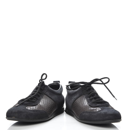 Louis Vuitton Suede Monogram Embossed Sneakers 38.5 Black 6 of 11