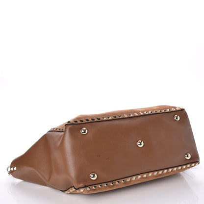 Valentino Garavani Suede Calfskin Medium Rockstud Tote Deep Cuir 4 of 9