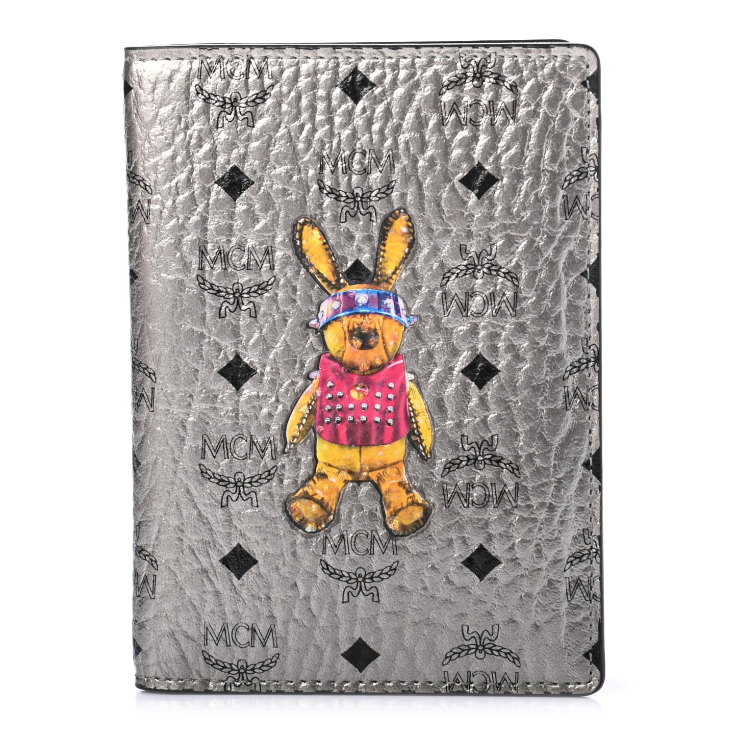 Metallic Visetos Rabbit Passport Holder Silver
