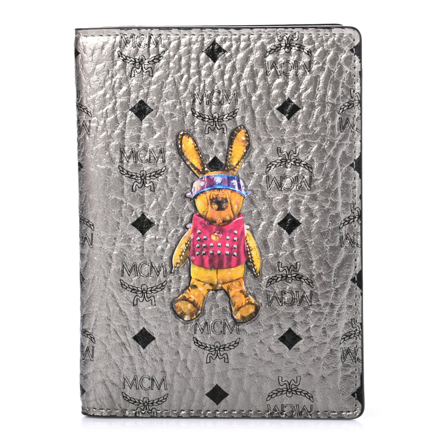 MCM Metallic Visetos Rabbit Passport Holder Silver 1 of 8