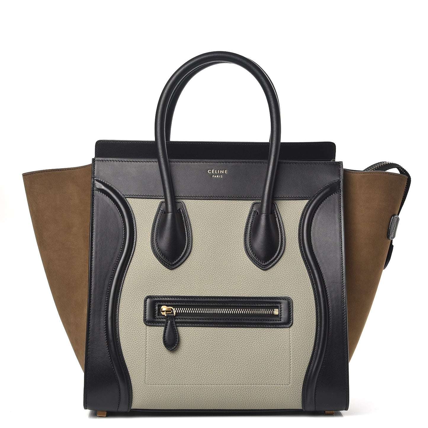 Baby Grained Calfskin Suede Mini Tri-Color Luggage Stone