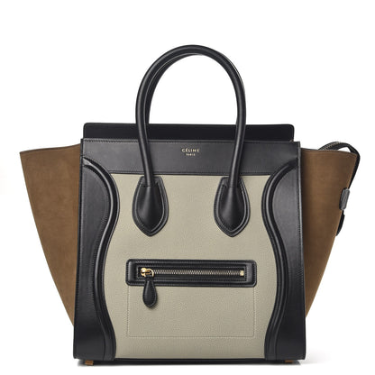 Celine Baby Grained Calfskin Suede Mini Tri-Color Luggage Stone 1 of 11