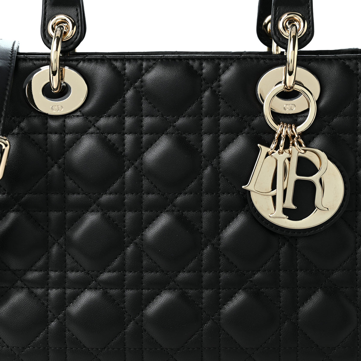 Christian Dior Lambskin Cannage Medium Lady Dior Black 8 of 10