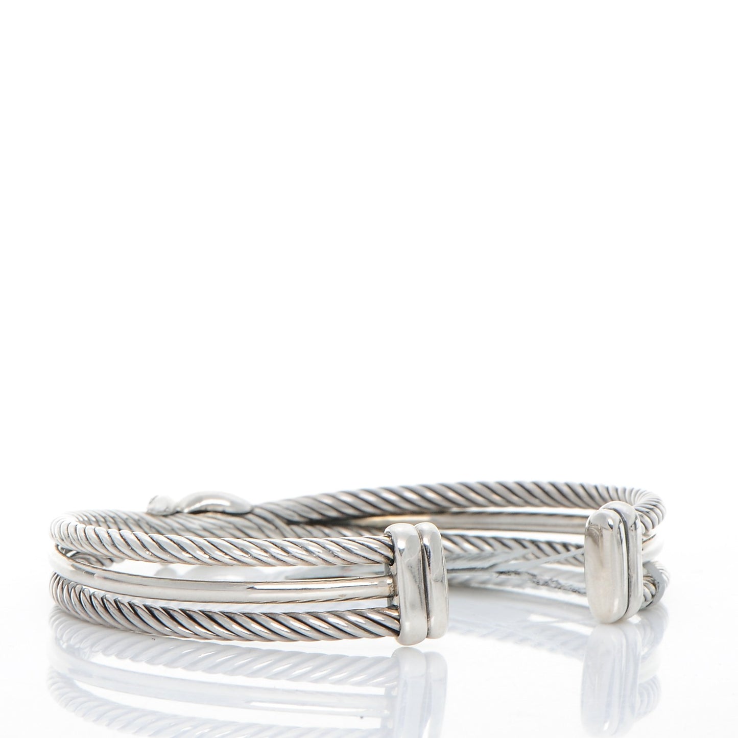 Sterling Silver Diamond 7mm X Crossover Cuff