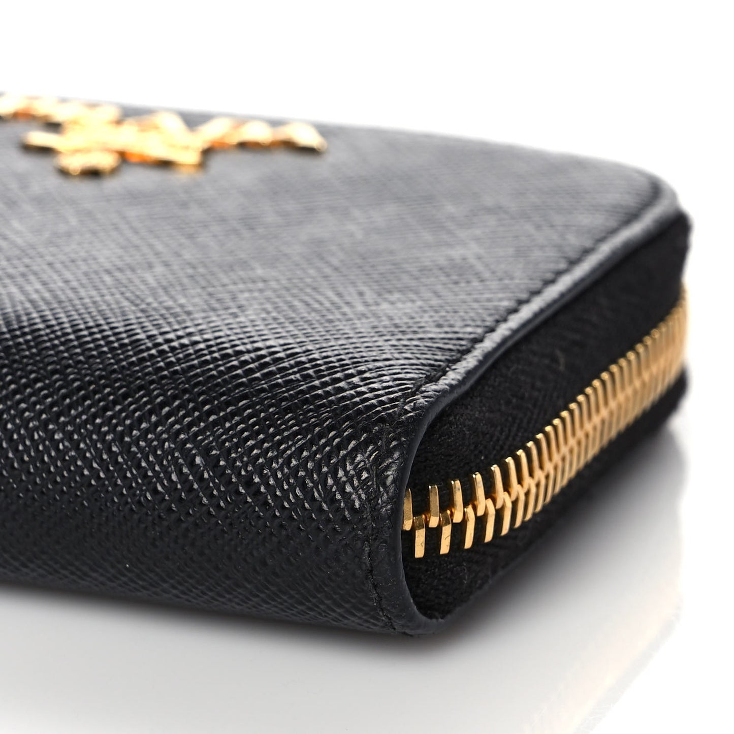 Saffiano Compact Zip Around Wallet Black