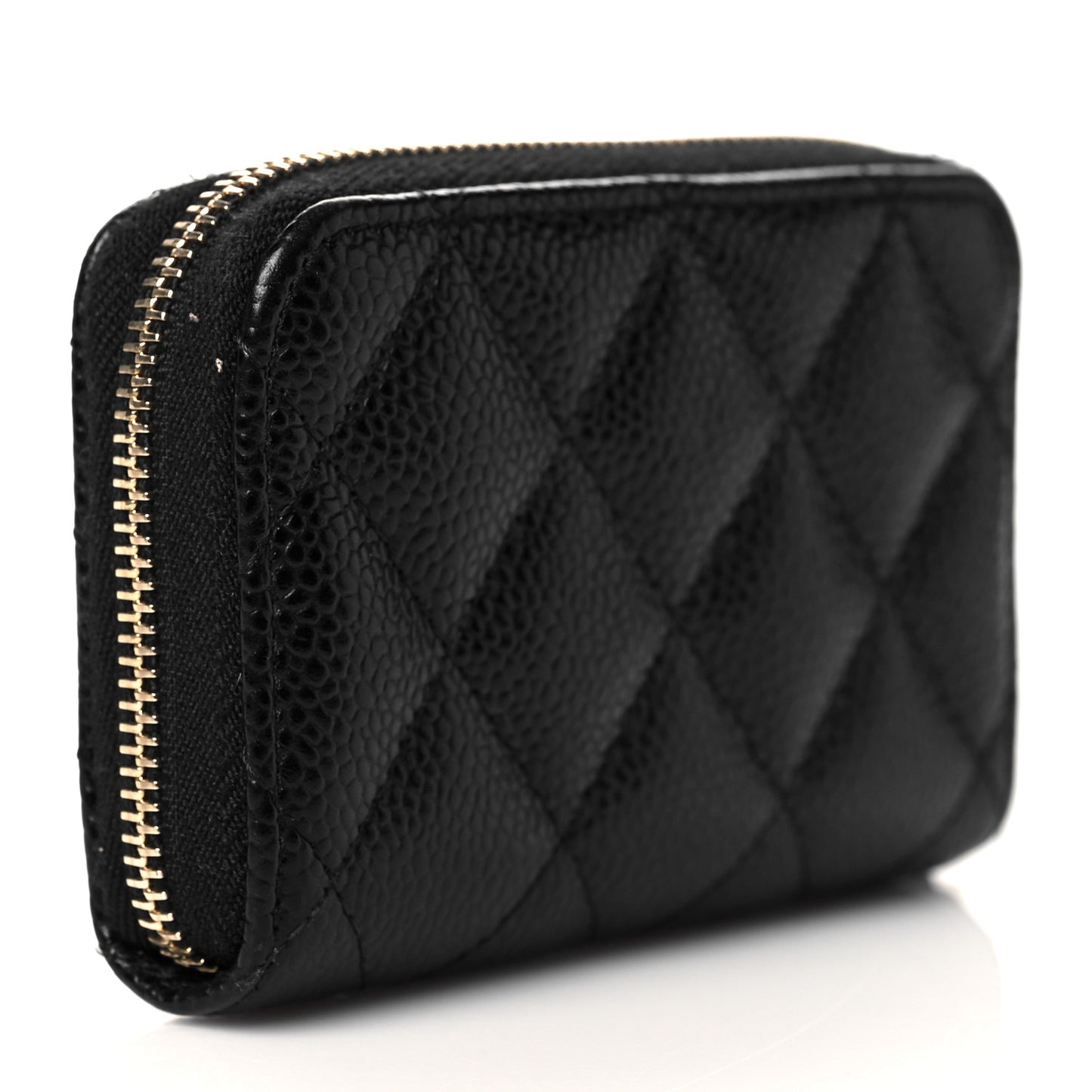 Caviar Quilted Zip Coin Purse Black