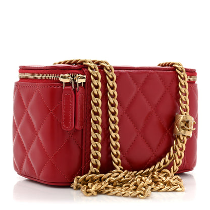 Chanel Lambskin Quilted Small Pillow Crush Vanity Case With Chain Red 3 of 10