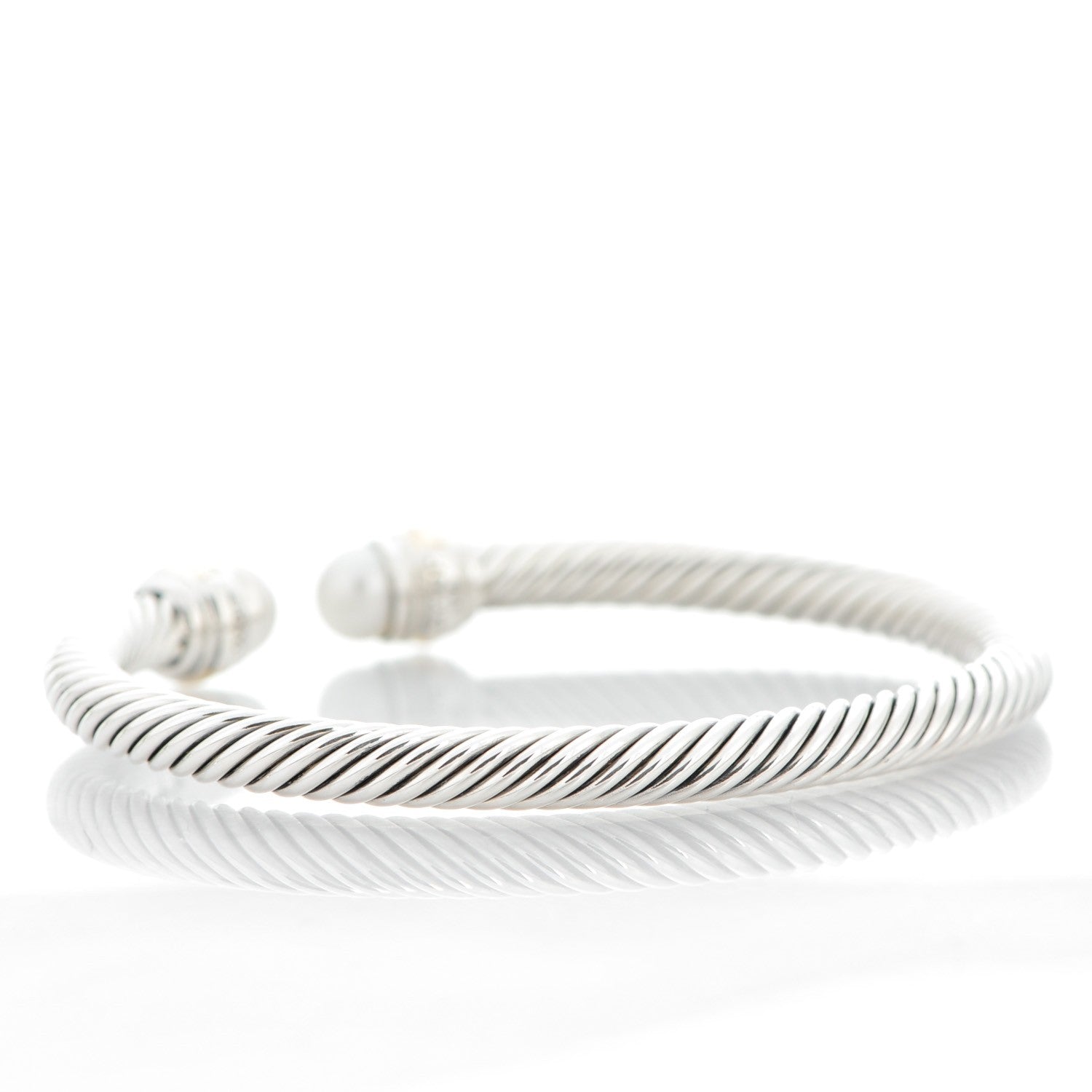 David Yurman Sterling Silver 14K Yellow Gold Pearl 5mm Cable Classics Bracelet 3 of 6