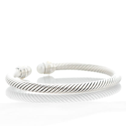 David Yurman Sterling Silver 14K Yellow Gold Pearl 5mm Cable Classics Bracelet 3 of 6