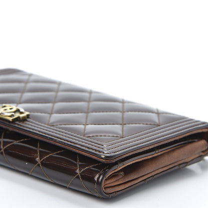 Chanel Patent Calfskin Quilted Boy Wallet On Chain WOC Brown 6 of 12