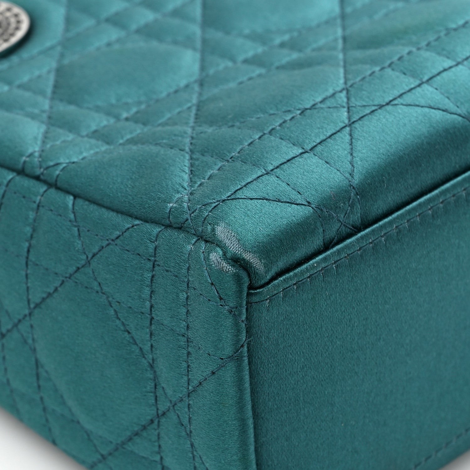 Christian Dior Satin Swarovski Crystal Cannage Mini Lady Dior Teal 9 of 13