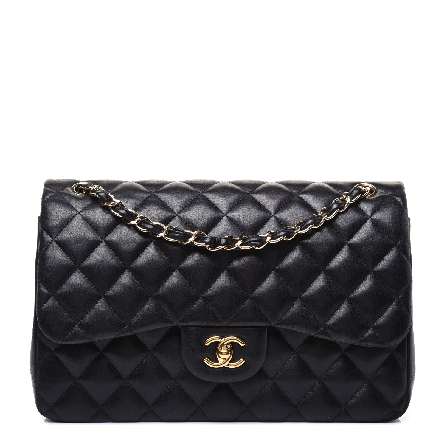 Chanel Lambskin Quilted Jumbo Double Flap Black 1 of 17