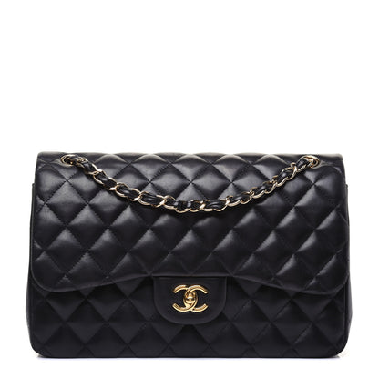 Chanel Lambskin Quilted Jumbo Double Flap Black 1 of 17