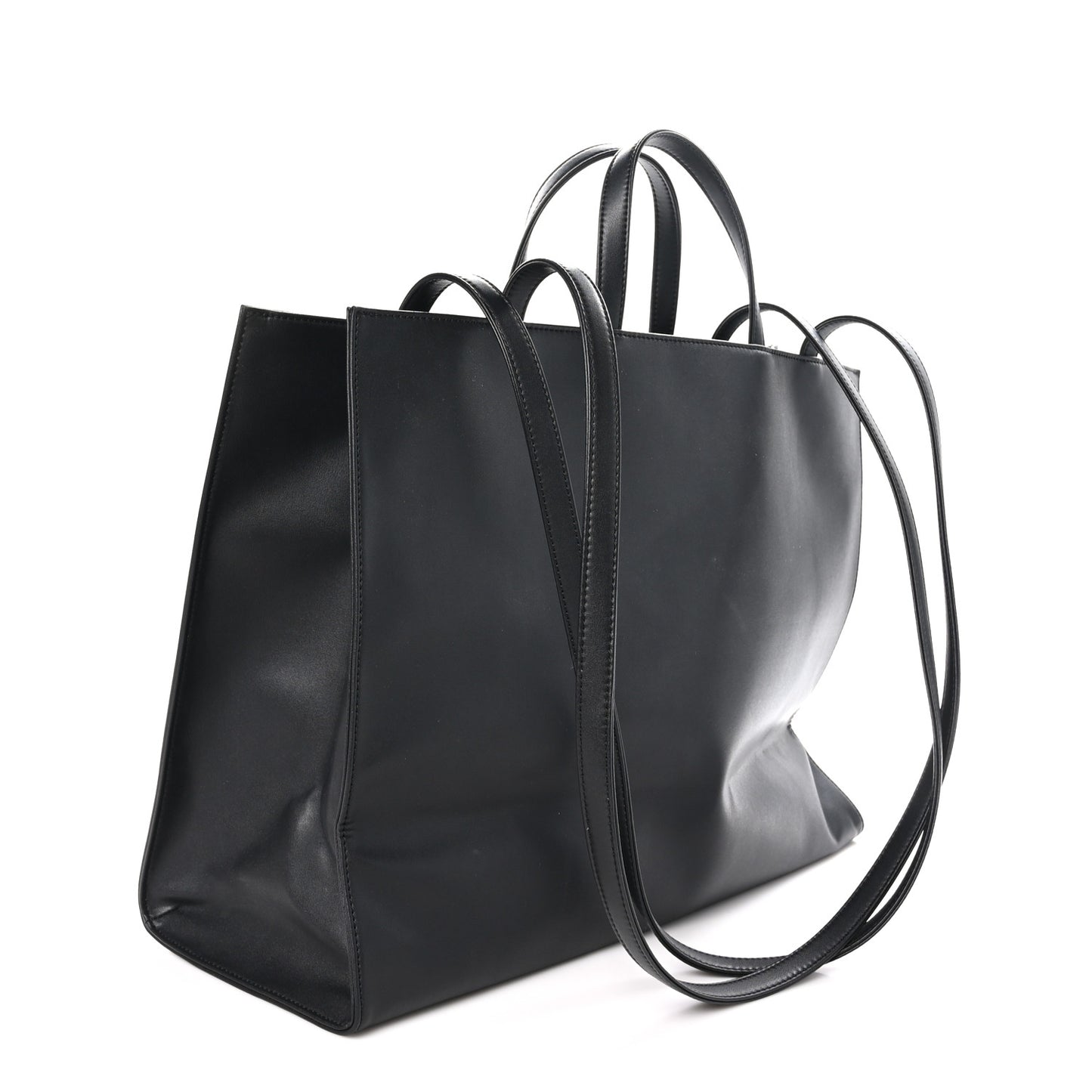 Vegan Leather Large Shopping Bag Black