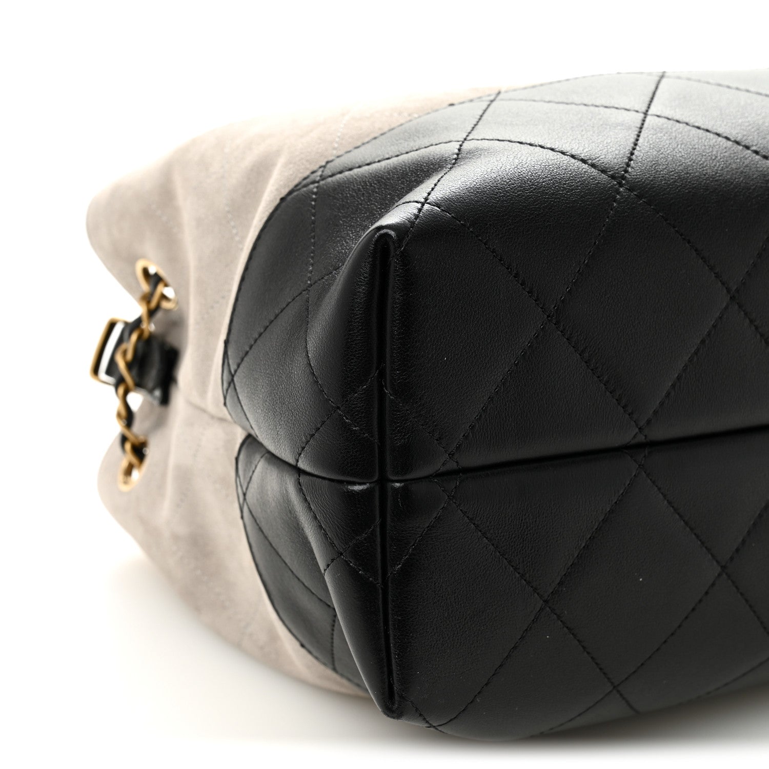 Chanel Suede Calfskin Shiny Lambskin Quilted Small Coco Base Shopping Bag Grey Black 9 of 10