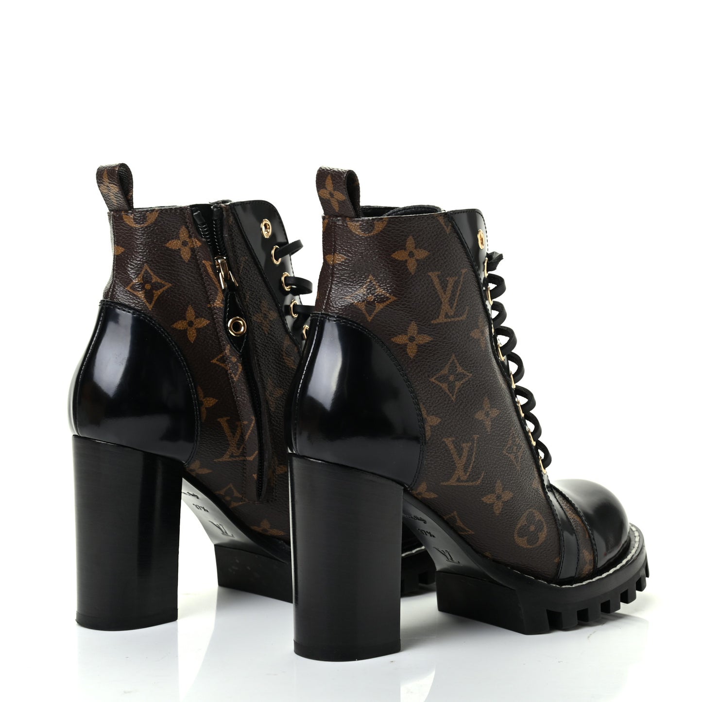 Patent Calfskin Monogram Star Trail Ankle Boots 37.5 Black
