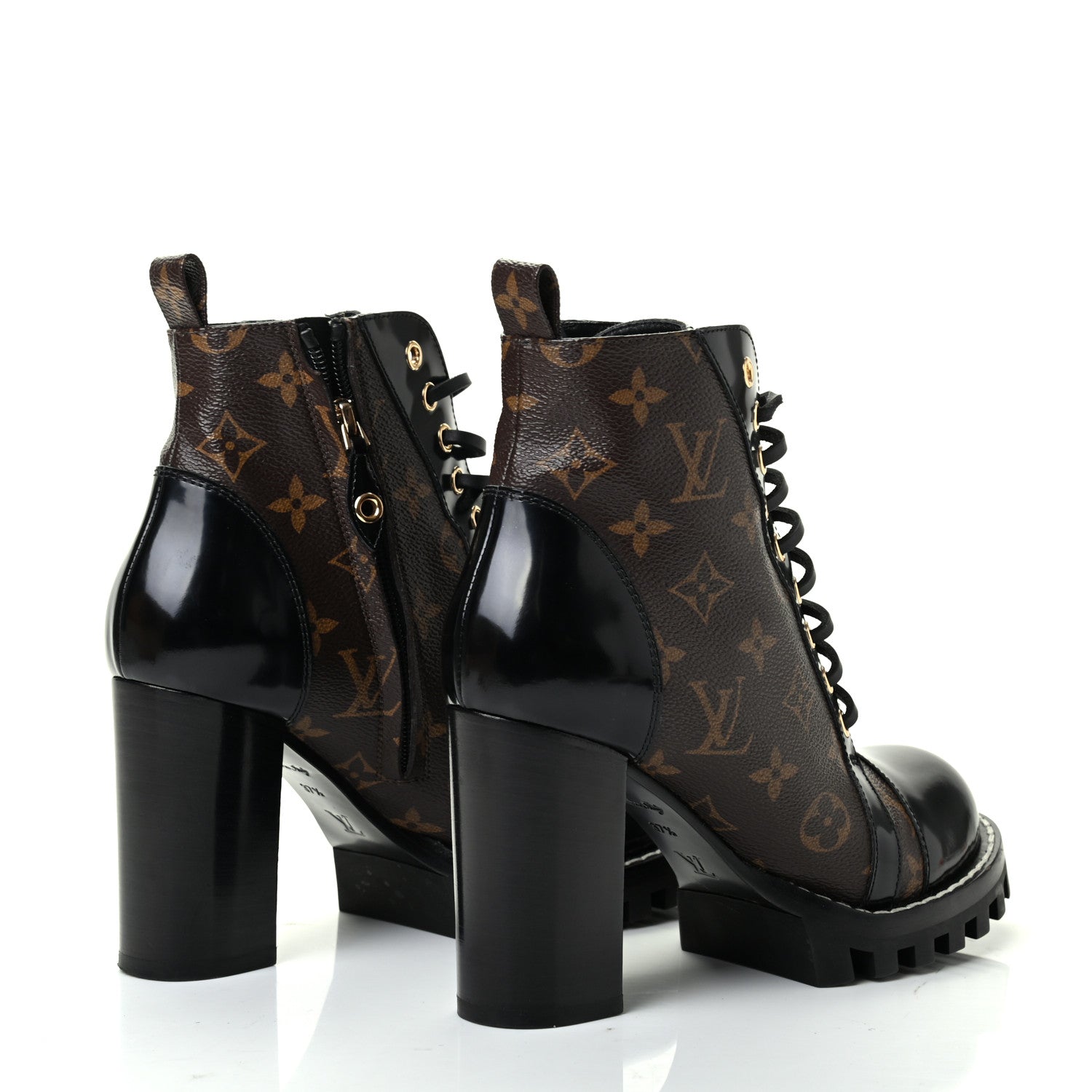 Louis Vuitton Patent Calfskin Monogram Star Trail Ankle Boots 37.5 Black 4 of 10
