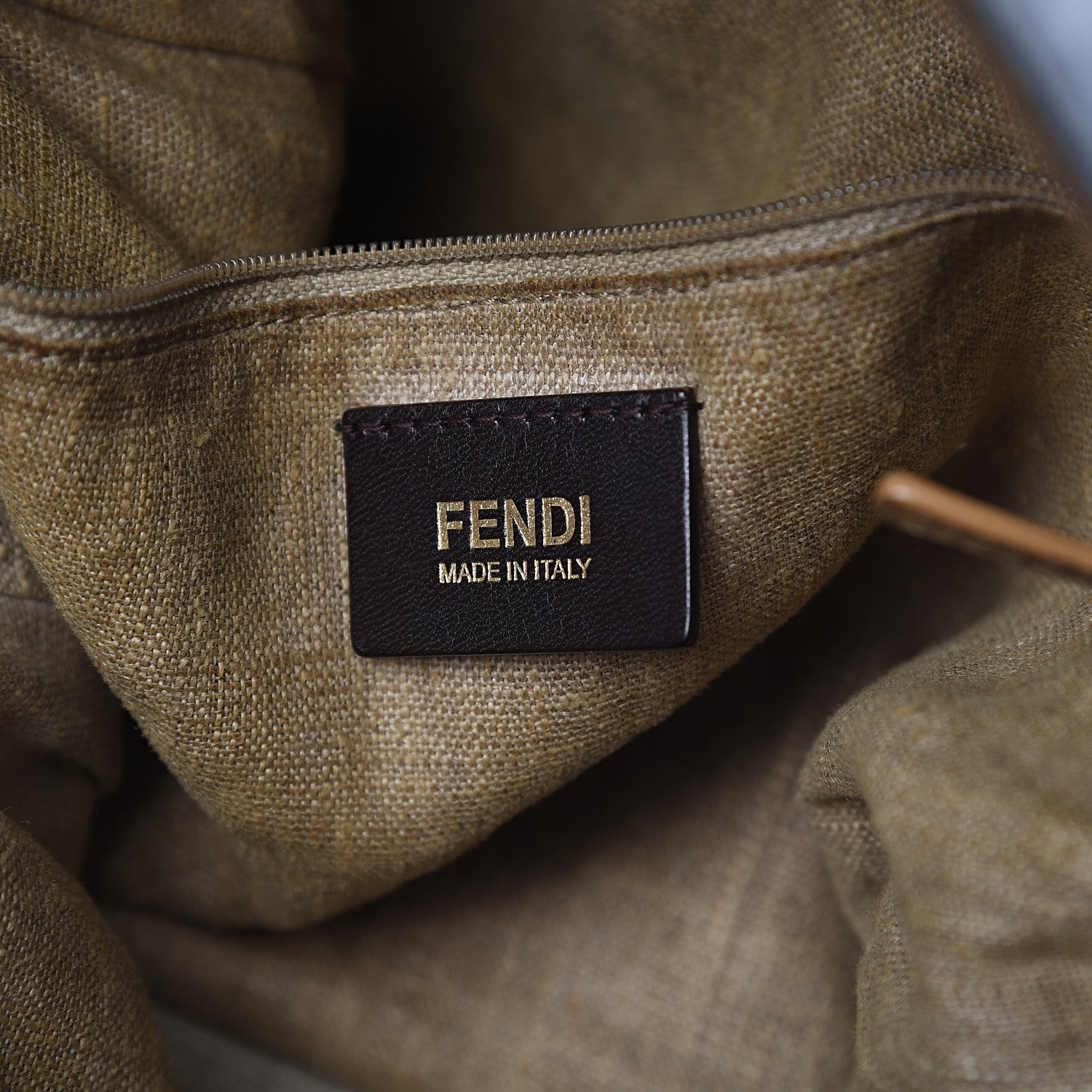 Fendi Pequin Cuoio Vegetale Large Hobo Tobacco Black Cuoio 5 of 8
