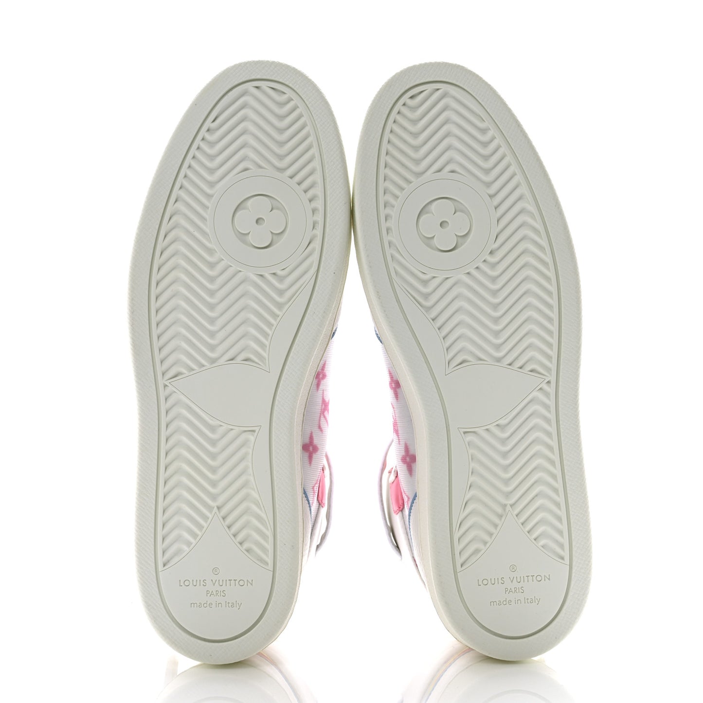 Calfskin Nylon Mesh Monogram Womens Boombox High Top Sneakers 39 Bleu Rose