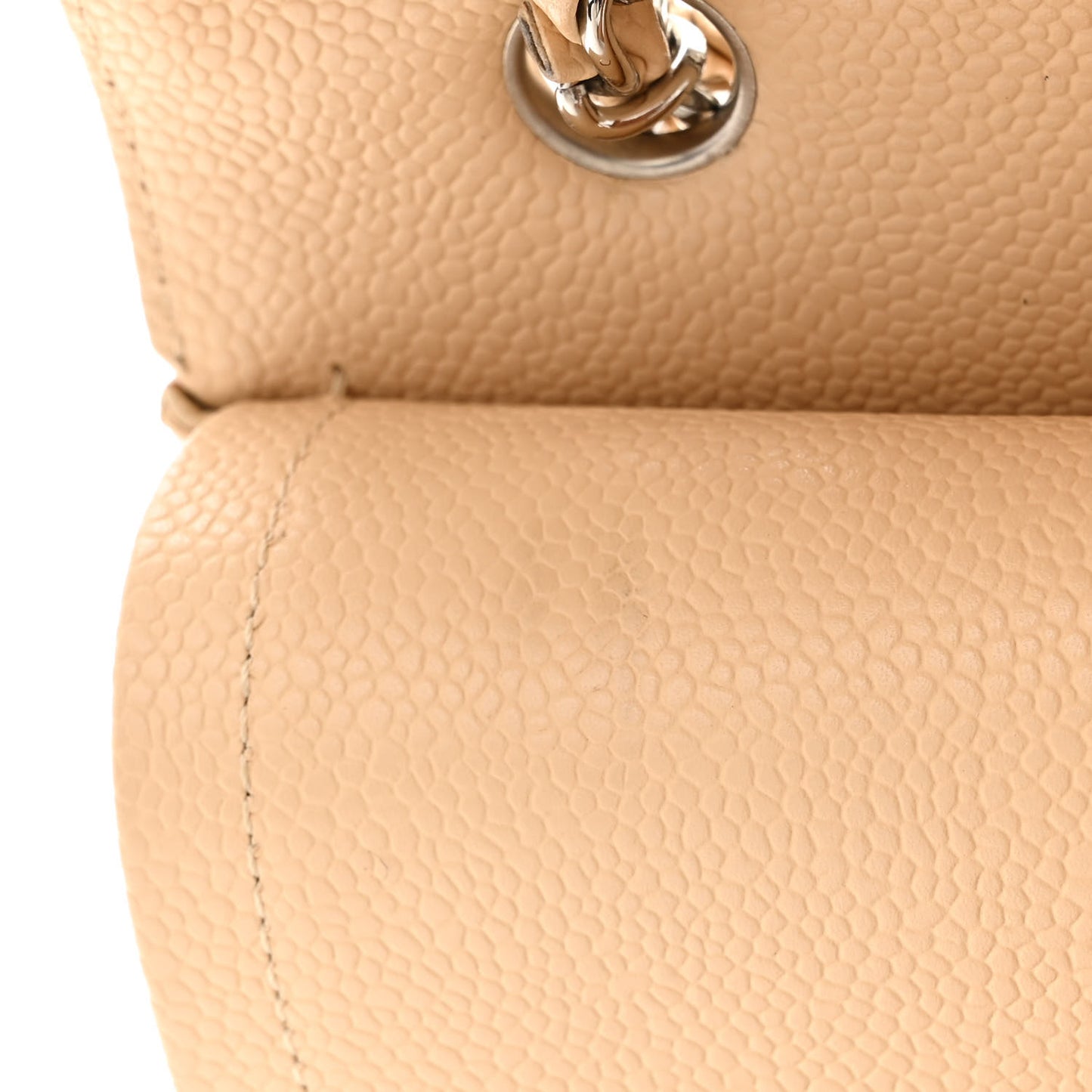 Caviar Quilted Medium Double Flap Beige Clair