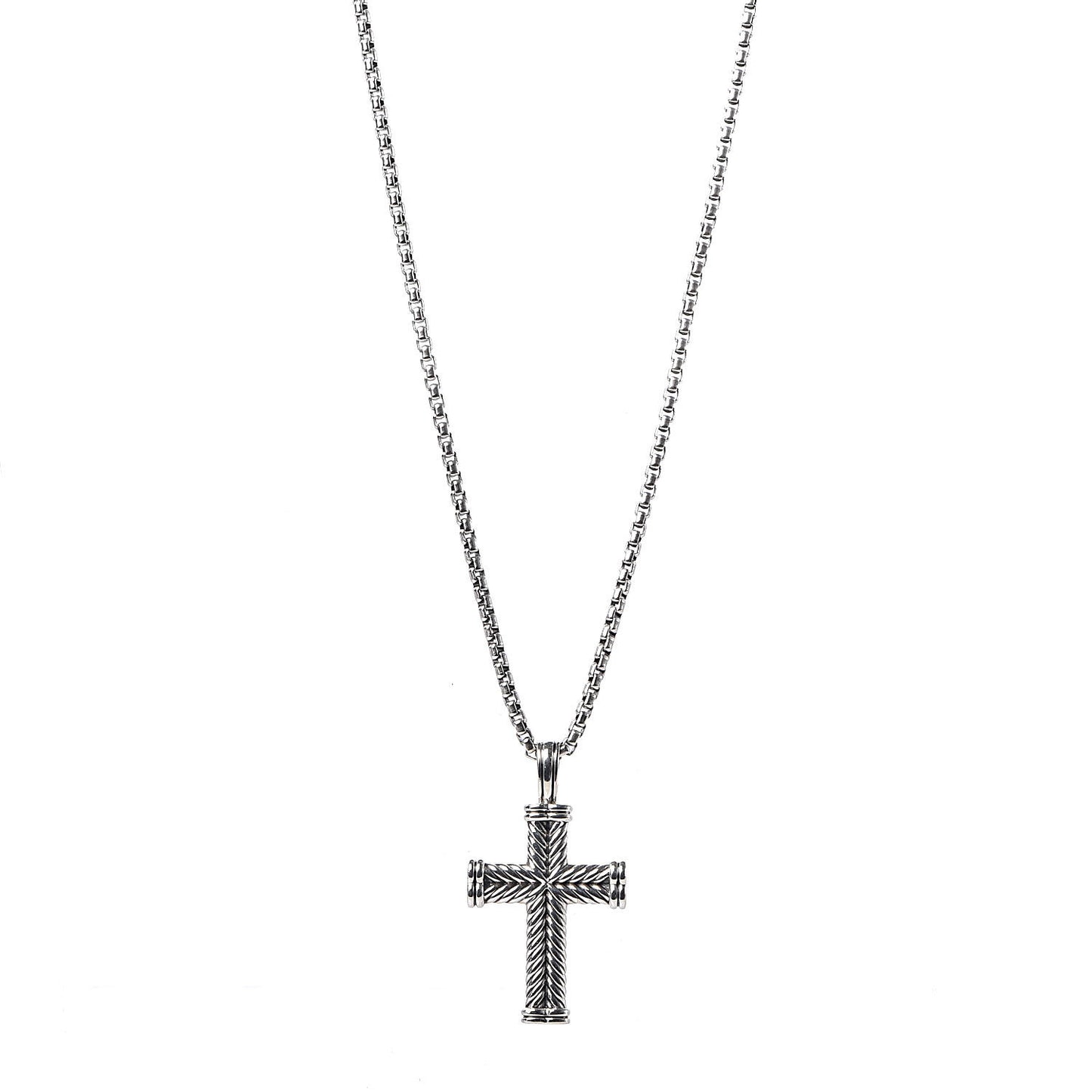 Sterling Silver Chevron Cross Pendant Necklace