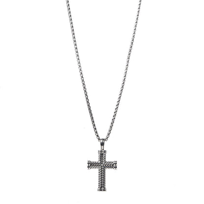 David Yurman Sterling Silver Chevron Cross Pendant Necklace 1 of 5