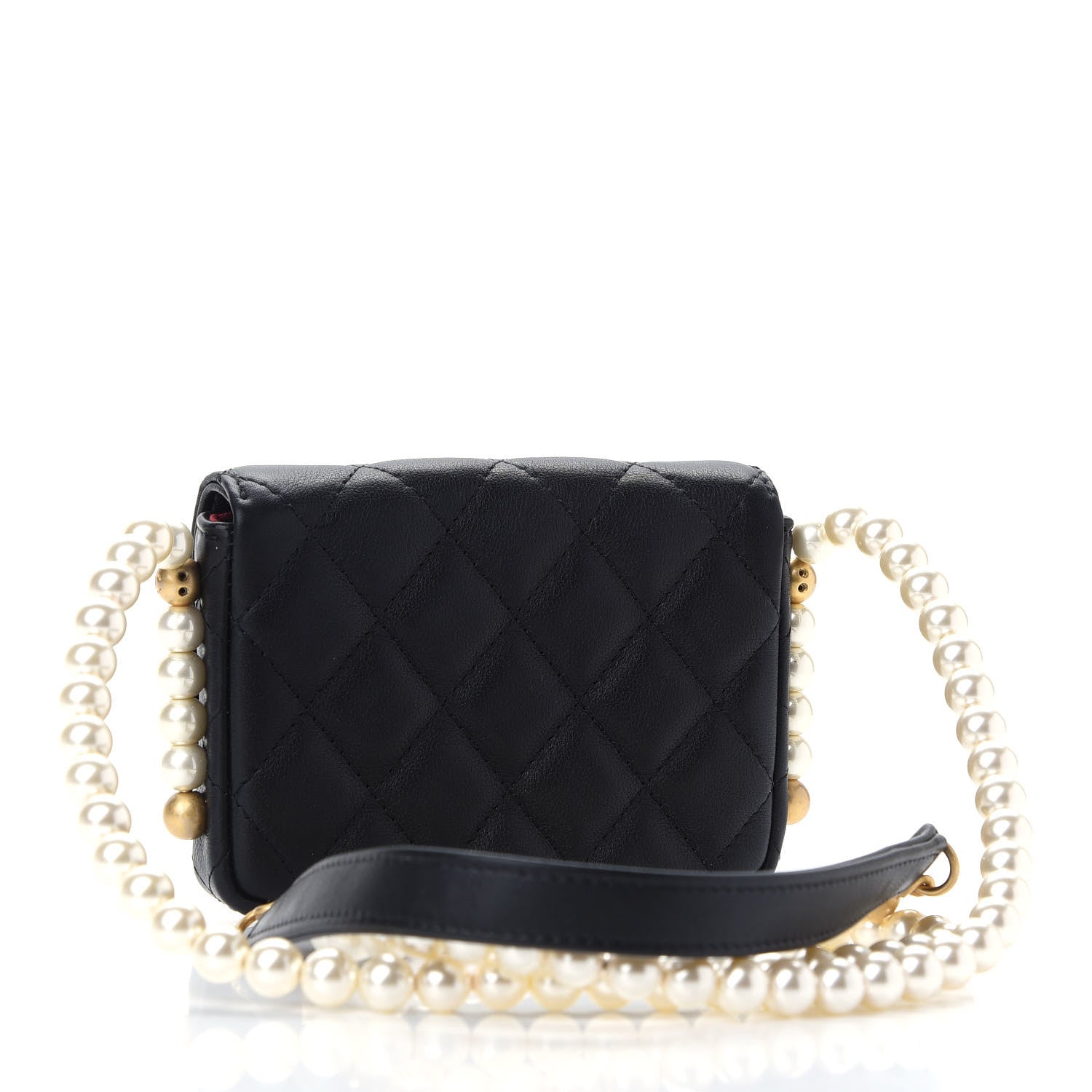 Chanel Calfskin Quilted About Pearls Card Holder Flap With Chain Black 3 of 10