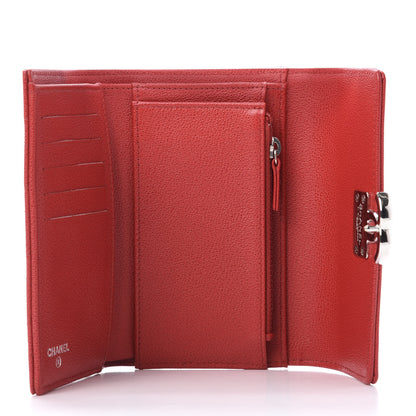 Chanel Grained Calfskin Quilted CC Box Flap Wallet Red 5 of 10