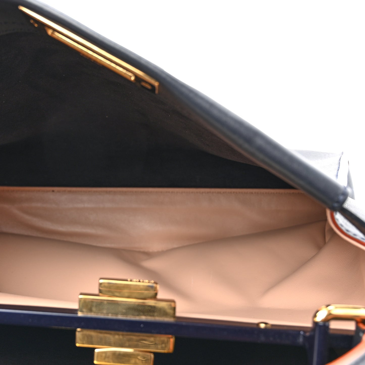 Vitello Seta Burro Medium Peekaboo Iconic Satchel Blue Notte Plaster