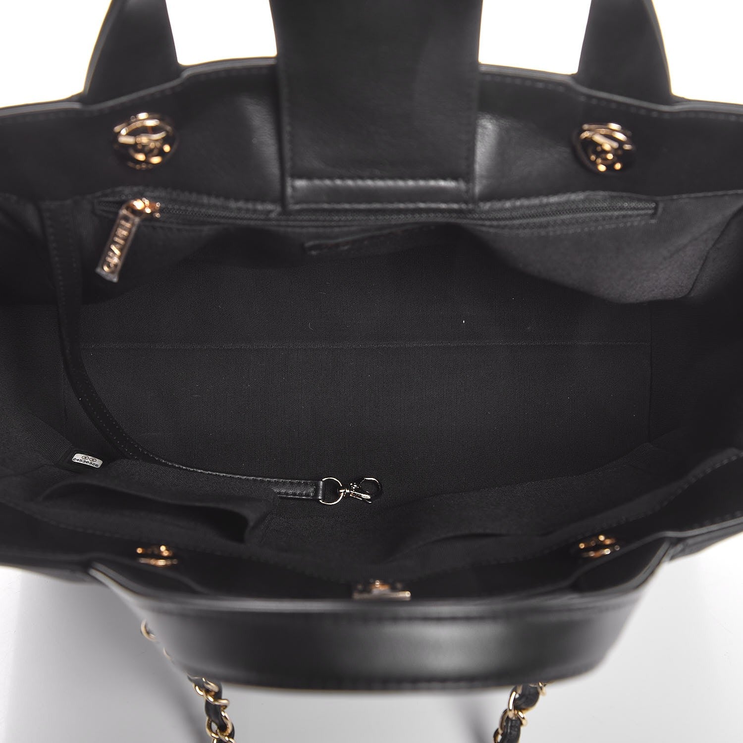 Chanel Calfskin Chevron Quilted Large Shopping Tote Black 5 of 8