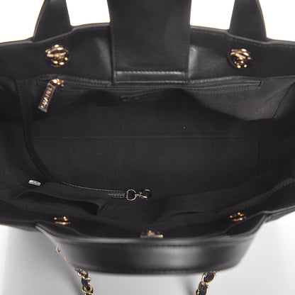 Chanel Calfskin Chevron Quilted Large Shopping Tote Black 5 of 8