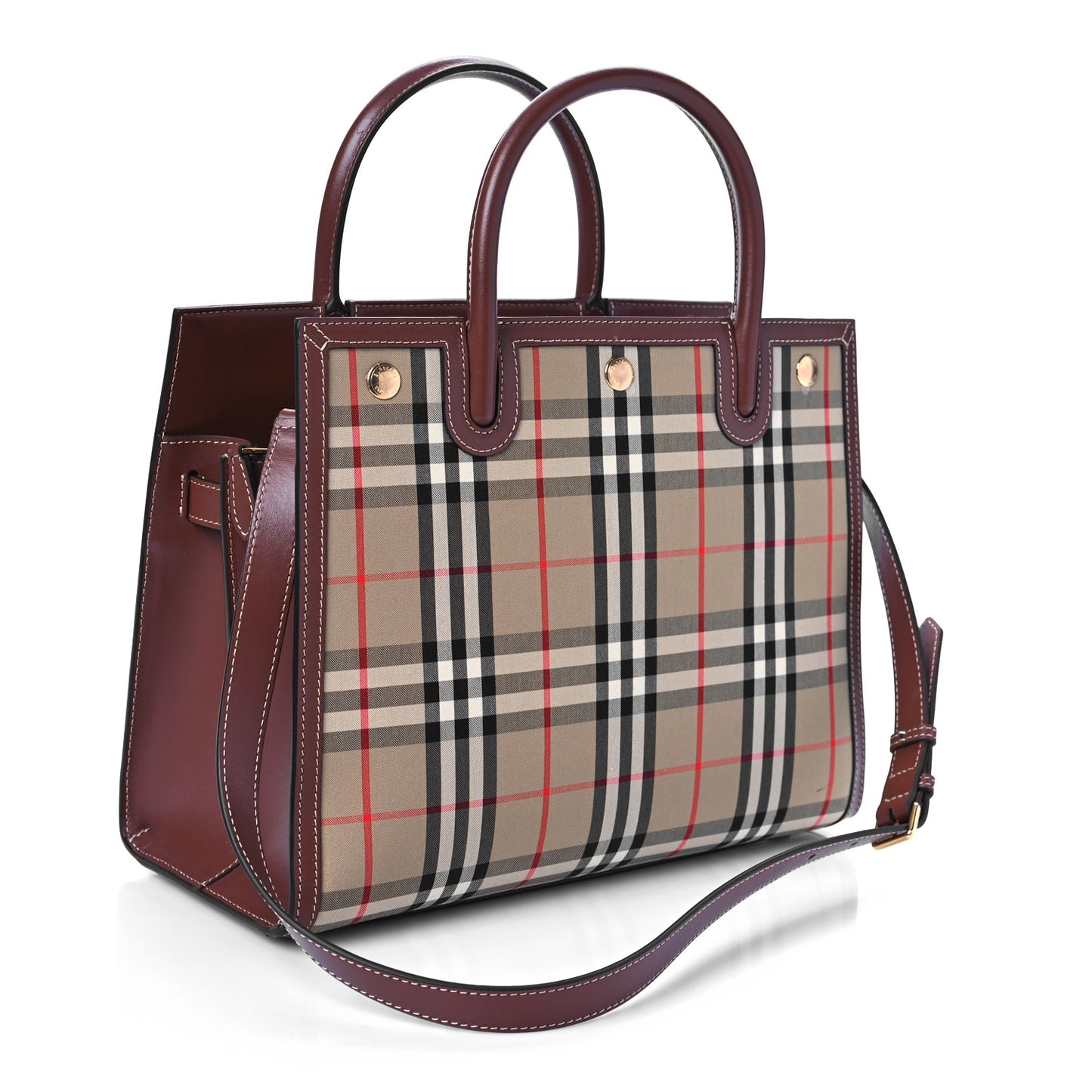 Calfskin Vintage Check Two Handle Title Bag Archive Beige