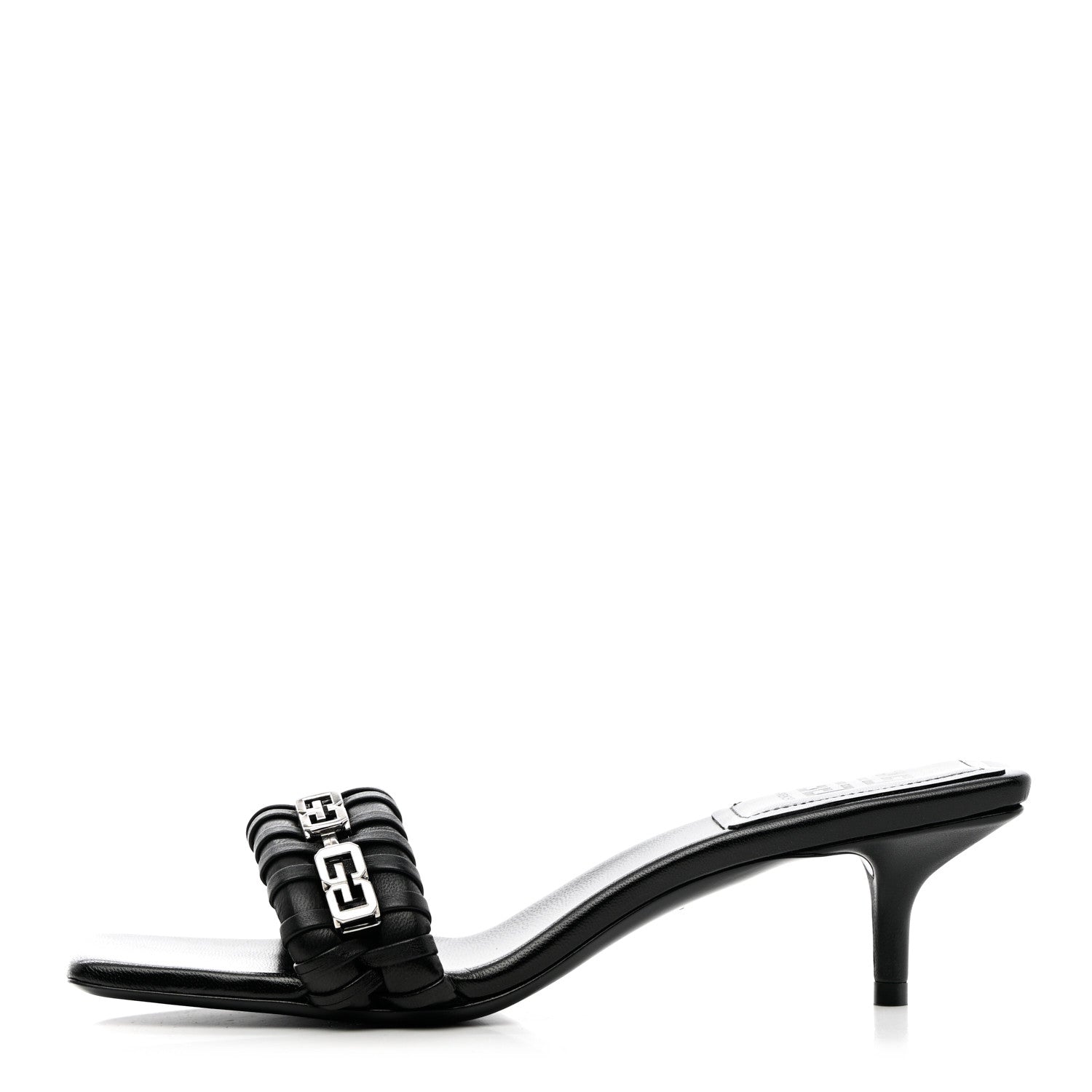 Givenchy Woven Lambskin G Chain 50mm Kitten Heel Sandals 38.5 Black 1 of 11