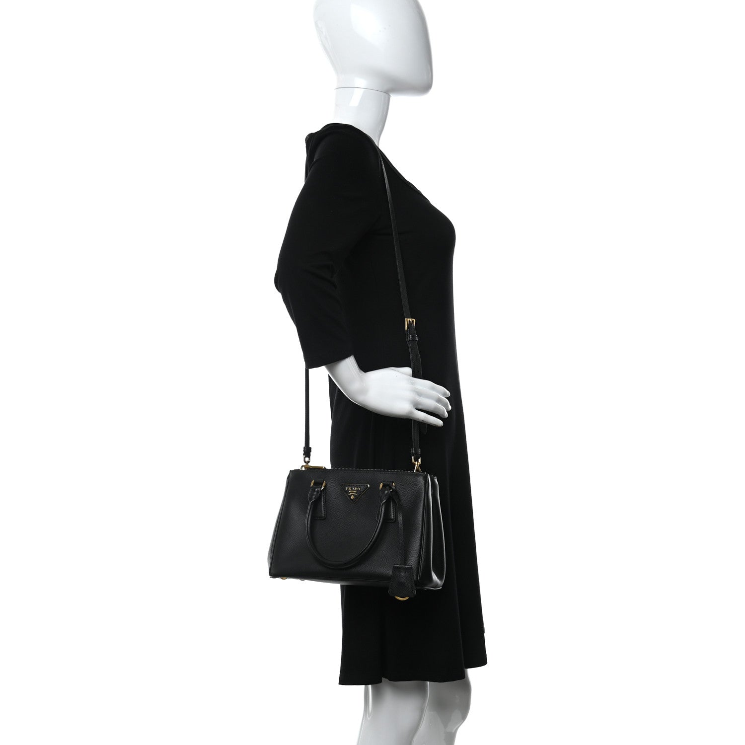 Prada Saffiano Small Galleria Double Zip Tote Black 2 of 8
