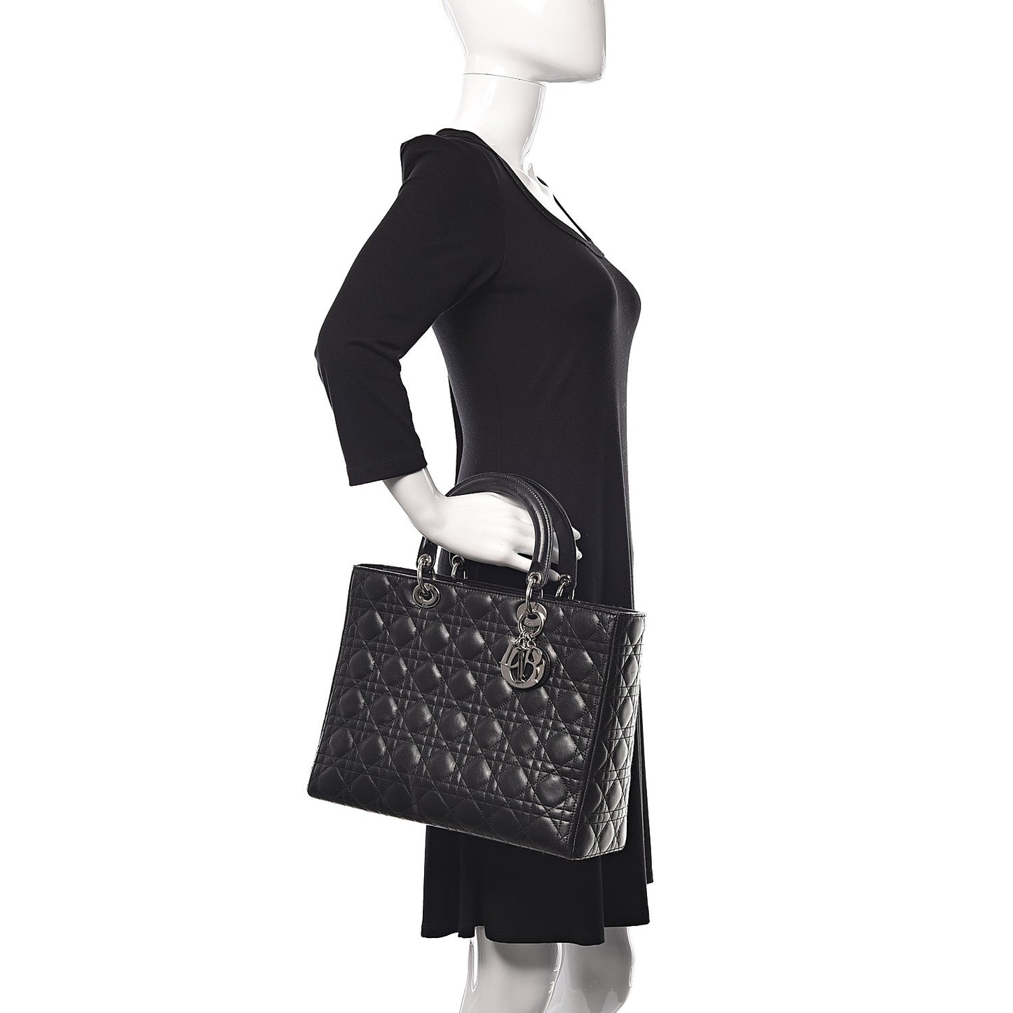Lambskin Cannage Large Lady Dior Black