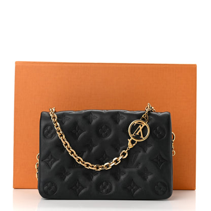 Louis Vuitton Lambskin Embossed Monogram Pochette Coussin Black 10 of 10