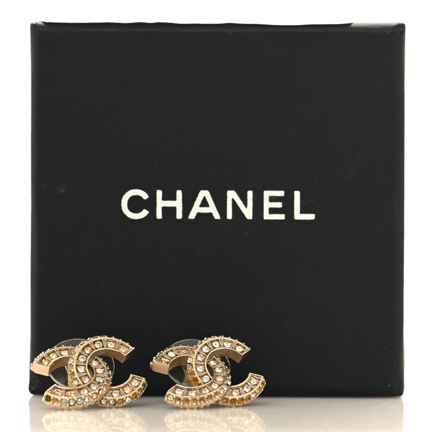 Crystal Timeless CC Earrings Light Gold
