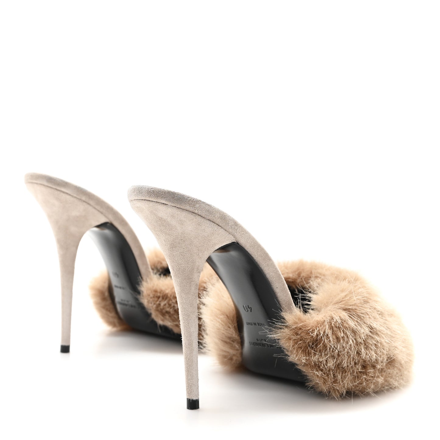 Suede Faux Fur La 16 Mule Sandals 40 Gris Clair