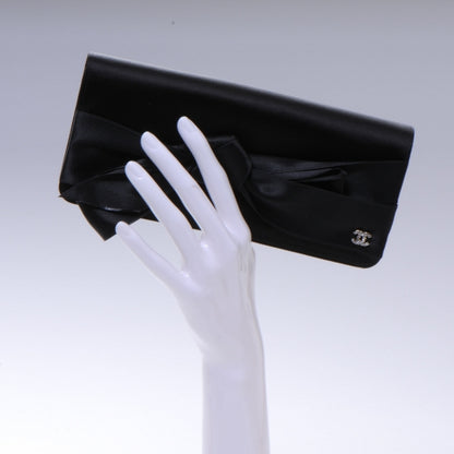 Chanel Satin Bow Clutch Black 2 of 8