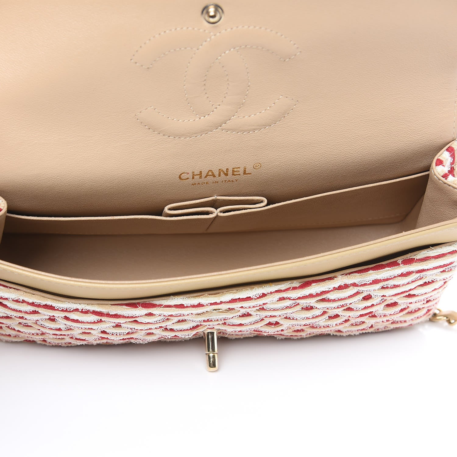 Chanel Jersey Quilted Medium Coco Sailor Flap Red White 7 of 12