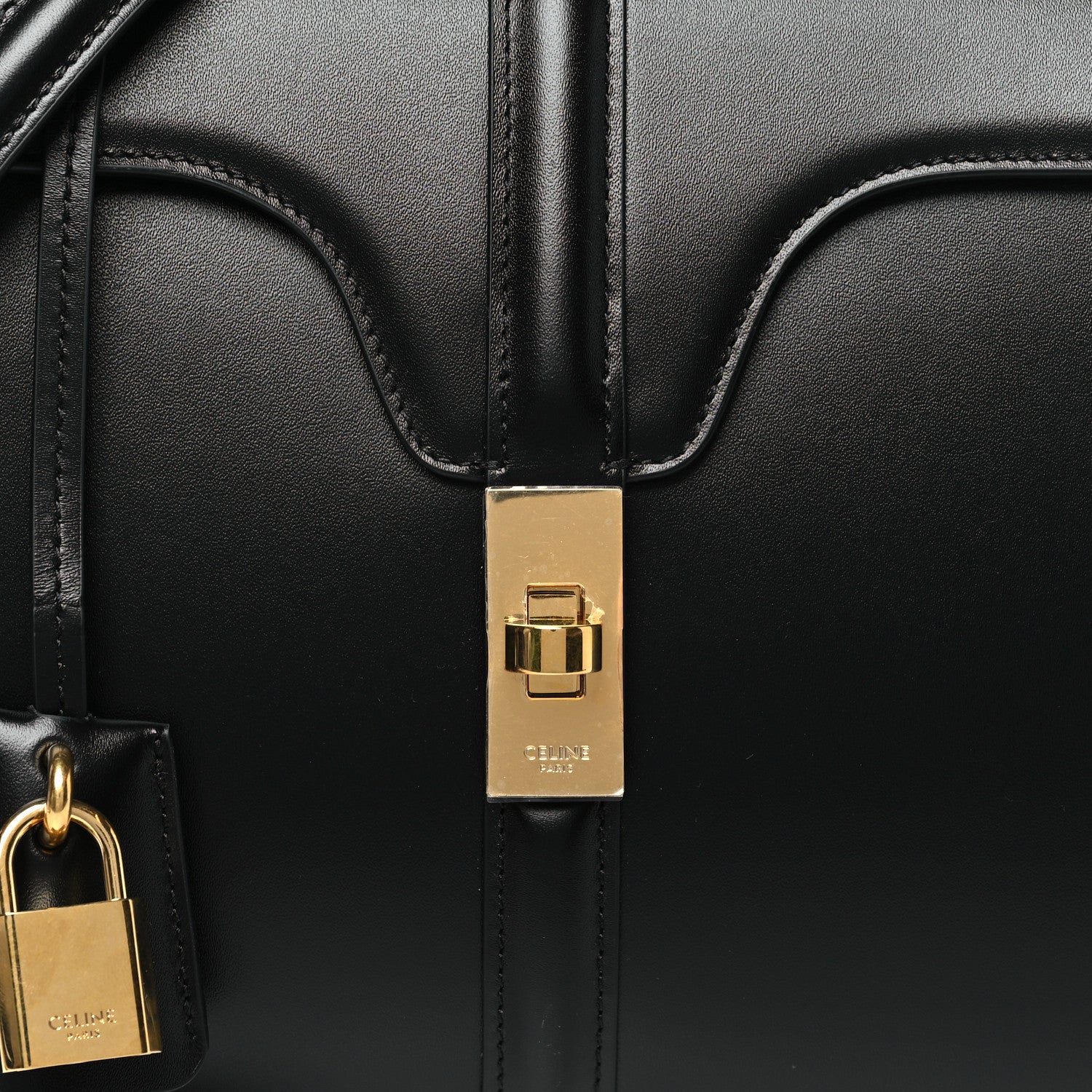 Celine Satinated Calfskin Small 16 Top Handle Bag Black 8 of 10