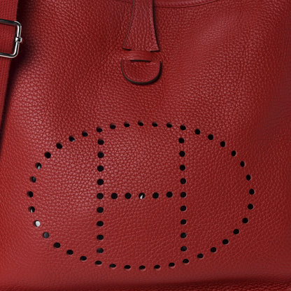 Hermes Taurillon Clemence Evelyne III PM Rouge Casaque 8 of 8