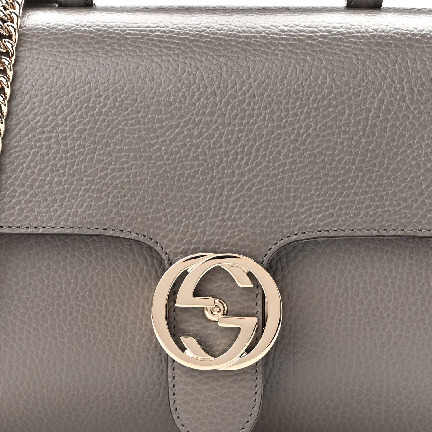Gucci Dollar Calfskin Interlocking G Top Handle Shoulder Bag Loess 7 of 8