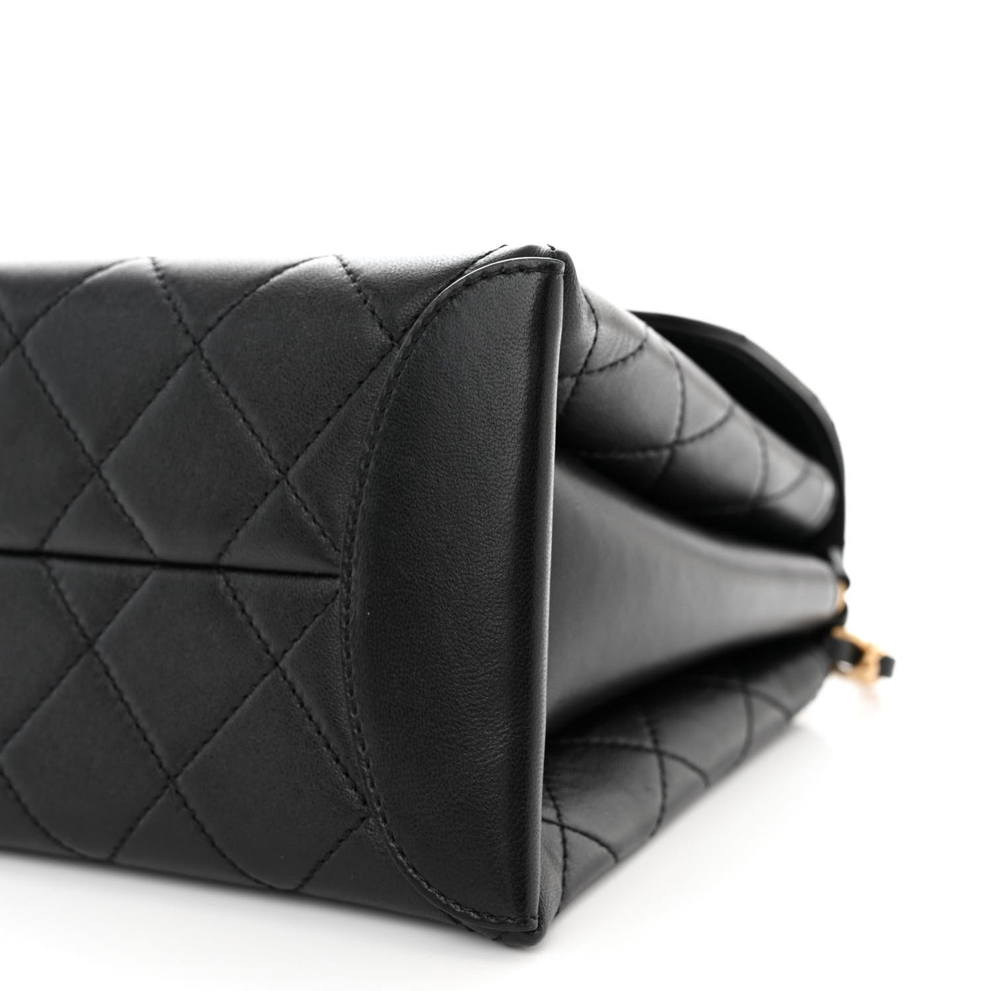 Lambskin Quilted Large Trendy Spirit Top Handle Bag Black