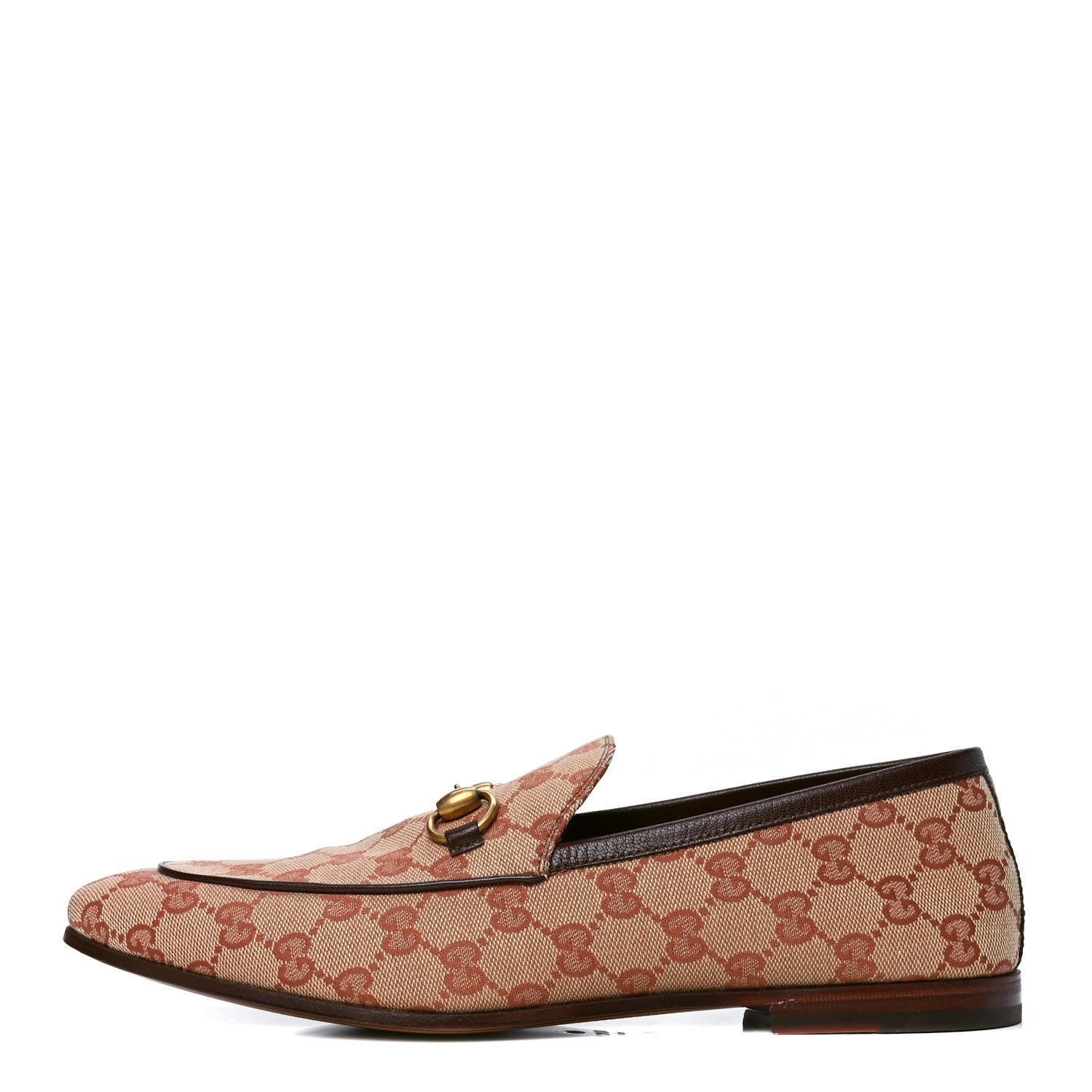 Gucci Canvas GG Monogram Horsebit Mens Jordaan Loafers 9 Beige Ruggine Light Brown 1 of 4