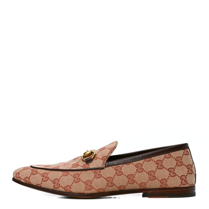 Gucci Canvas GG Monogram Horsebit Mens Jordaan Loafers 9 Beige Ruggine Light Brown 1 of 4