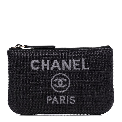 Chanel Woven Straw Raffia Deauville Cosmetic Pouch Black 1 of 4