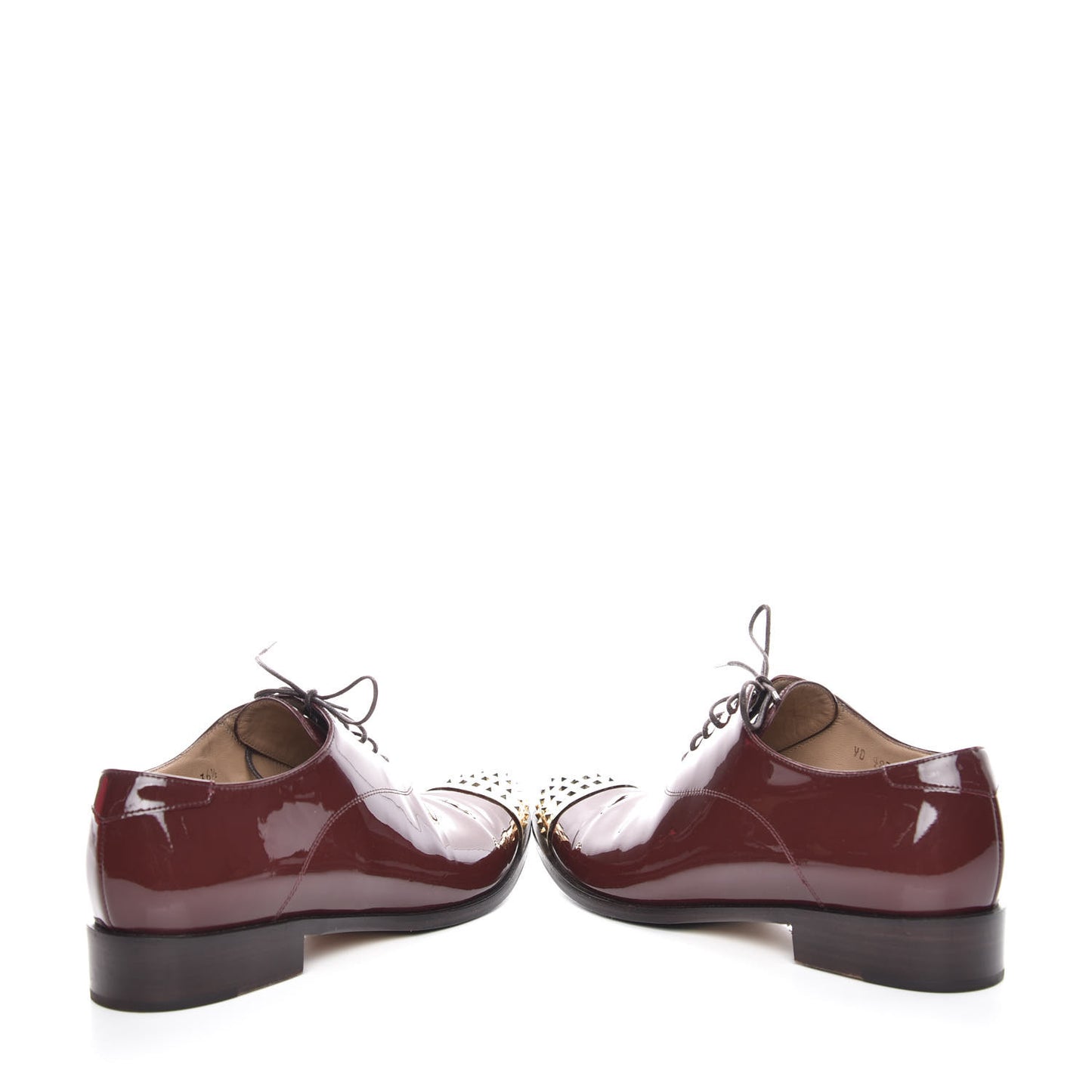 Patent Studded Cap Toe Lace Up Oxfords 36.5 Prune