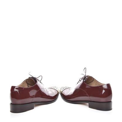 Valentino Garavani Patent Studded Cap Toe Lace Up Oxfords 36.5 Prune 6 of 13