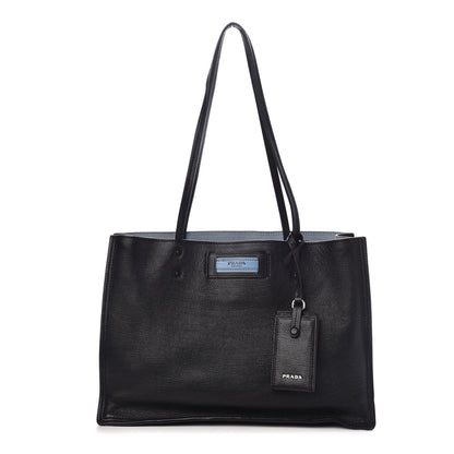 Prada Glace Calf Etiquette Shopping Bag Black Astrale 1 of 10